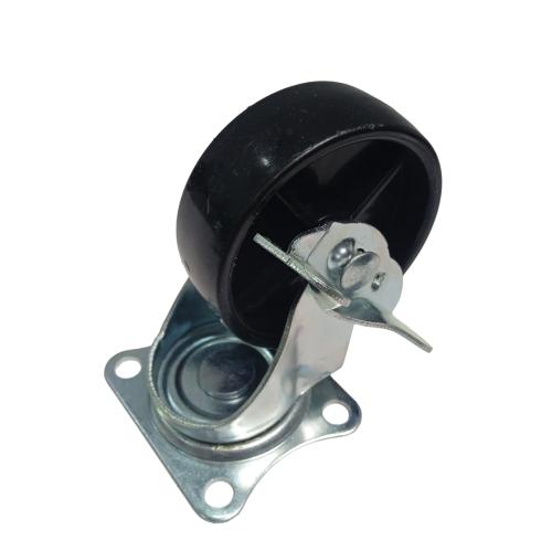 3 IN / TM Roda Hidup Trolly Rem Plat Nylon Hitam Rem