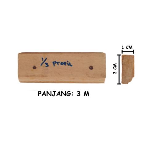 1 CM x 3 CM x 2 CM / NM List Kayu Profil Cermin Pigura Pintu Batang
