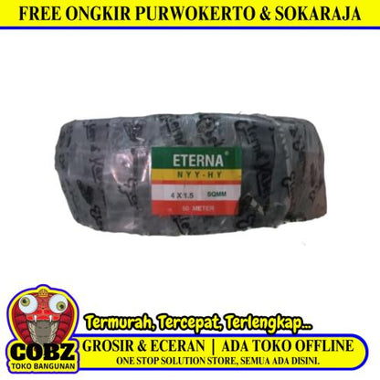 4 INTI x 1.5 MM x 50 M / ETERNA NYYHY Serabut Kabel Tembaga SNI Hitam Roll