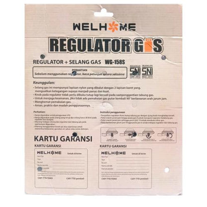 180 CM / WELHOME WG-158 Selang + Regulator Kepala Gas LPG Tekanan Rendah Set
