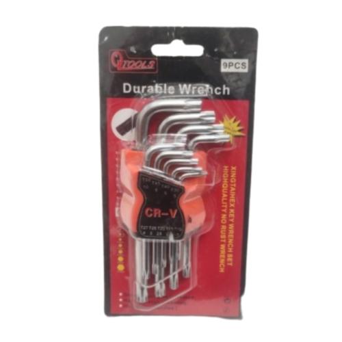T 10 - T 50 / QTOOLS Kunci L Bintang Torx Key Pendek 9 Pcs Set
