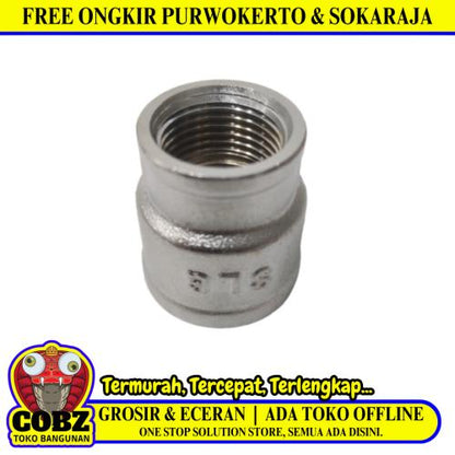1/2 IN x 3/4 IN / SLG Verlop Sok Drat Dalam Faucet Socket Fitting Pipa Stainless