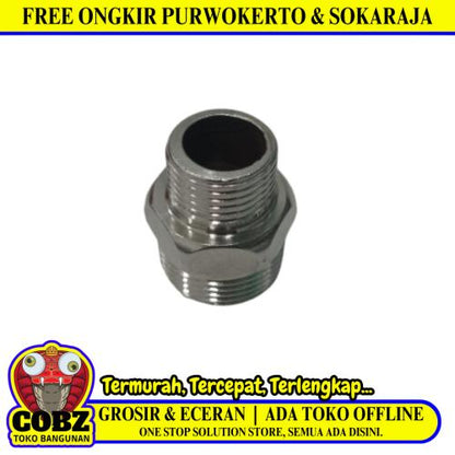 1/2 IN × 3/4 IN / NM Double Nepel Drat Luar Male Thread Stainless