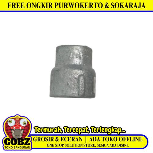 1 IN x 1/2 IN / G Verlop Sok Flock Sambungan Fitting Pipa Besi