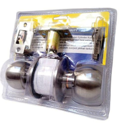YOZURI Kunci Handle Pintu Bulat Kamar Mandi Stainless Chrome Set