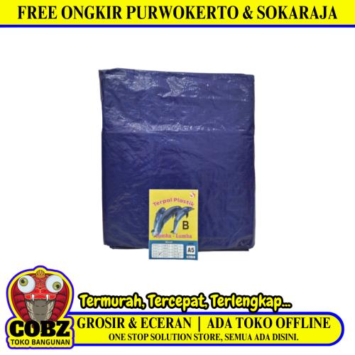 3 M x 4 M / TM A5 Terpal Tarpaulin Tutup Plastik PVC Biru Silver