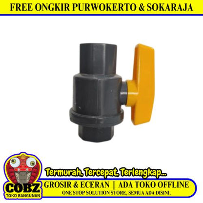 1/2 IN / ONDA Stop Kran Polos Ball Valve Engkol Plastik PVC