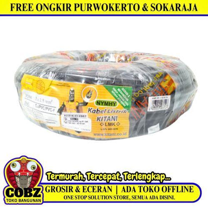2 INTI x 2.5 MM x 50 M / KITANI NYMHY Serabut Kabel Tembaga SNI Hitam Roll
