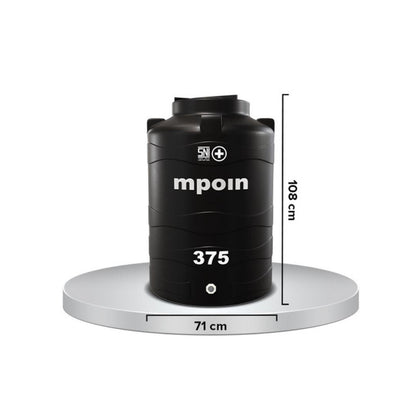 380 L / MPOIN +  WAVE W375 Water Torrent Tangki Tandon Air PVC Hitam Set