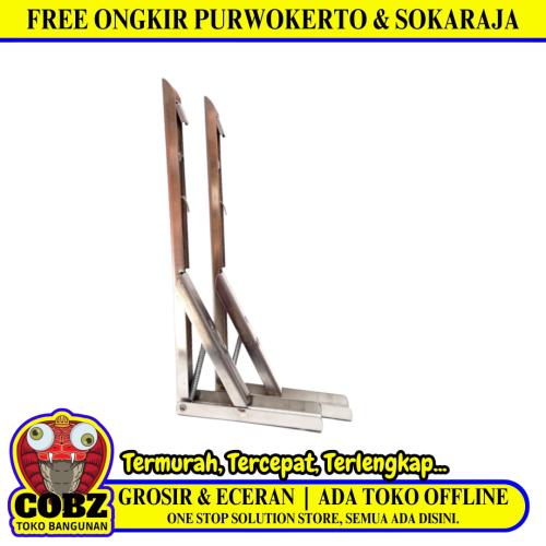 12 IN / TAFFWARE Bracket Siku Engsel Rak Meja Lipat Stainless Set