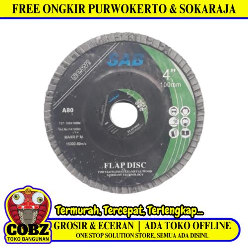 4 IN x GRIT 80 / SAB  Flap Disc Mata Gernda Amplas Susun Kipas