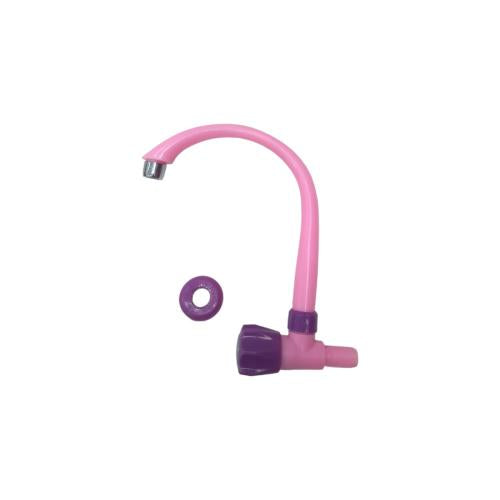 1/2 IN / CAB Kran Angsa Putar Sink Bak Cuci Piring Tembok Plastik Pink PVC