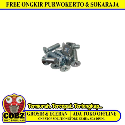 M 6 x 20 MM / TM Baut JF Kepala Rata Plus Putih Biji