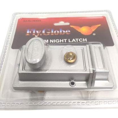 FLY GLOBE 564GL Grendel Pintu Laci Lemari Otomatis Rim Night Latch Silver