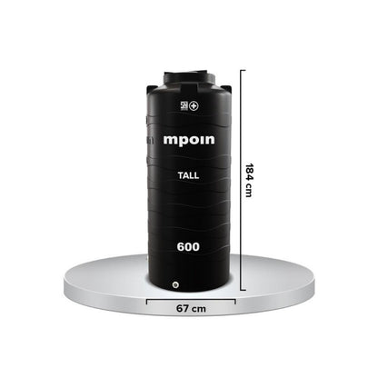 620 L / MPOIN + TALL TW600 Water Torrent Tangki Tandon Air PVC Hitam + Acc Set
