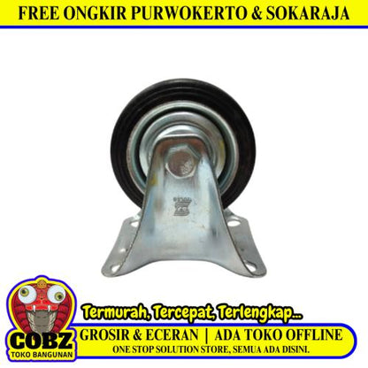 3 IN / TRIPLE-S Roda Mati Trolly Gepeng Plat 72 MM Karet Hitam