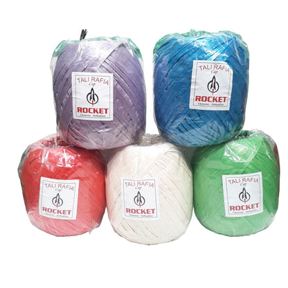 1/2 KG / ROCKET Tali Rafia Ikat Gulungan Kecil Plastik PVC Warna Roll