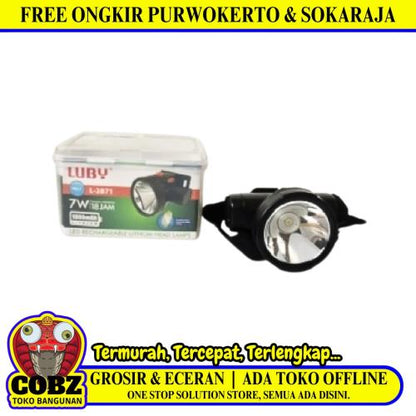 7 WATT / LUBY L-2871 Senter Kepala Lampu LED Headlamp Jauh Dekat Charge