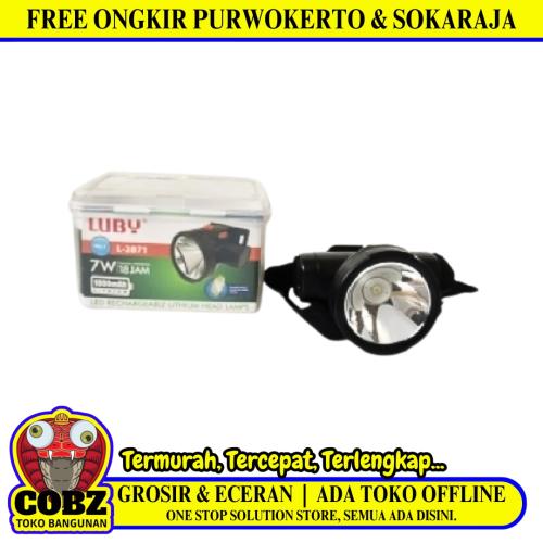 7 WATT / LUBY L-2871 Senter Kepala Lampu LED Headlamp Jauh Dekat Charge
