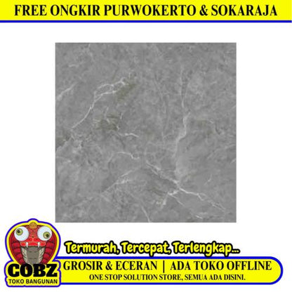 80 CM x 80 CM / SERENITY URUS DARK GREY Granit Lantai Rumah Glossy Dus