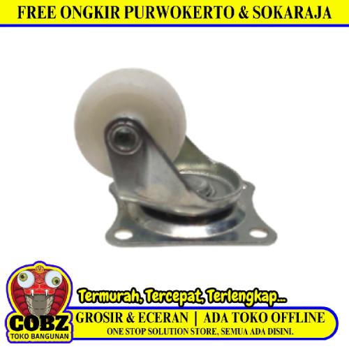 1 IN / TM Roda Hidup Trolly Non Rem Plat Nylon Putih