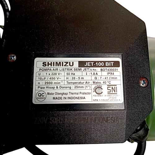 SHIMIZU JET100 BIT Pompa Air Sumur Dalam Jet Pump Non Otomatis Set