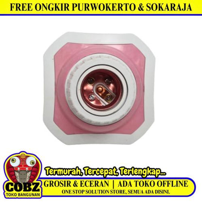 DEXTA 01 Fitting Tempat Lampu Plafon Atap Tempel Kotak Besar Pink