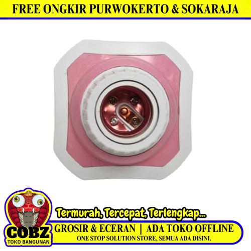 DEXTA 01 Fitting Tempat Lampu Plafon Atap Tempel Kotak Besar Pink