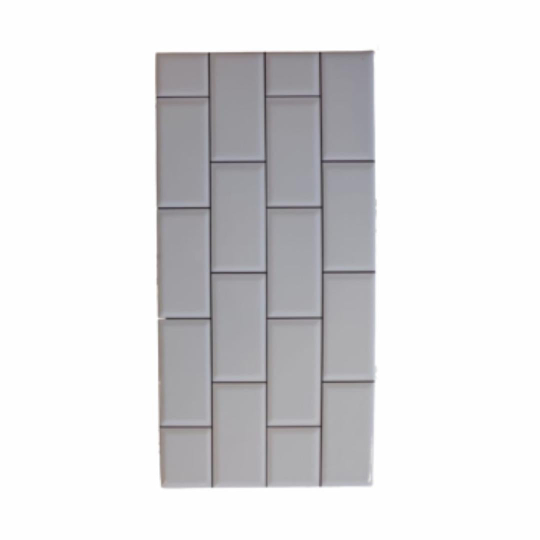 25 CM x 50 CM / UNO Interlaken Keramik Dinding Timbul Glossy White Dus