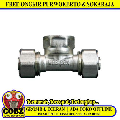 T 16 x 1/2 IN / WESTPEX Tee Selang Pex Drat Dalam Ke Pipa Stainless