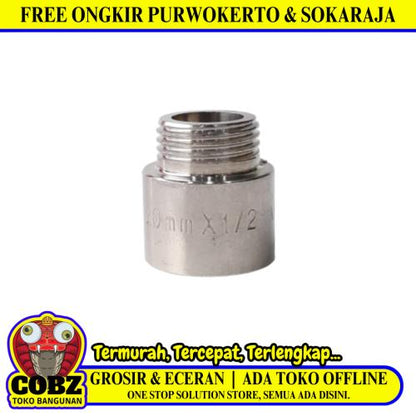 1/2 IN x 2 CM / TM Nepel Sok Kran Drat Luar Dalam Stainless