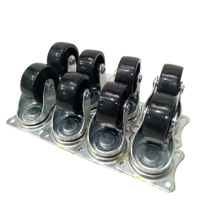 1 1/2 IN / GLX SP40 Roda Hidup Trolly Gepeng Plat 40 MM Nylon Hitam 8 Pcs Dus