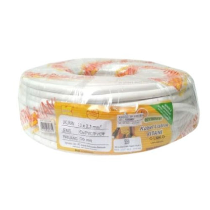 3 INTI x 2.5 MM x 50 M / KITANI NYMHY Serabut Kabel Tembaga SNI Putih Roll