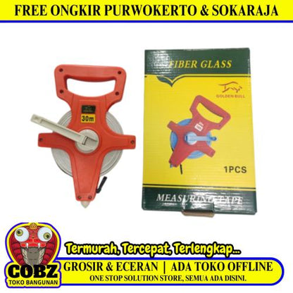30 M / GOLDEN BULL Meteran Tancap Roll Gulung Alat Ukur Measuring Tape