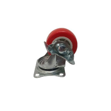1 1/2 IN / TM Roda Hidup Trolly Rem Plat Nylon Merah Rem