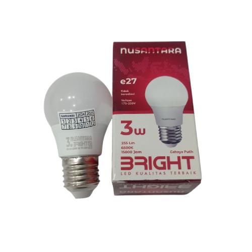 3 WATT / NUSANTARA BRIGHT LED Lampu Bohlam Bulb Moto Putih