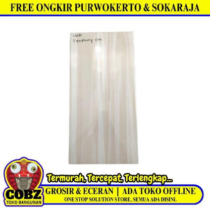 25 CM x 50CM / UNO SYMPHONY Keramik Dinding Kamar Mandi Glossy Cream Dus