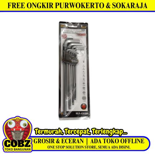 1.5 MM - 10 MM / MOLLAR Kunci L Hexagon Ballpoint Panjang Wrench Screw 9 Pcs Set