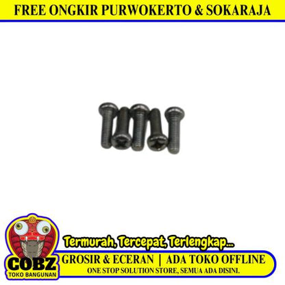 M 3 x 10 MM / TM Baut JP Kepala Pentol Bulat Plus Putih Biji