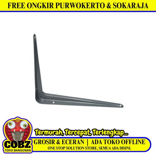 6 IN x 8 IN / TM Siku Rak L Shelf Brackets Penyangga Abu - Abu Tipis