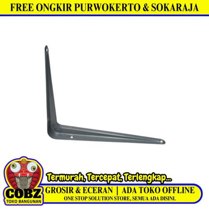 6 IN x 8 IN / TM Siku Rak L Shelf Brackets Penyangga Abu - Abu Tipis