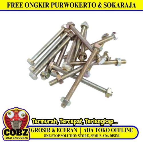 M 6 x 70 MM / TM Baut Mur Hexagon Bolt Nut Flat Head Kuning Biji