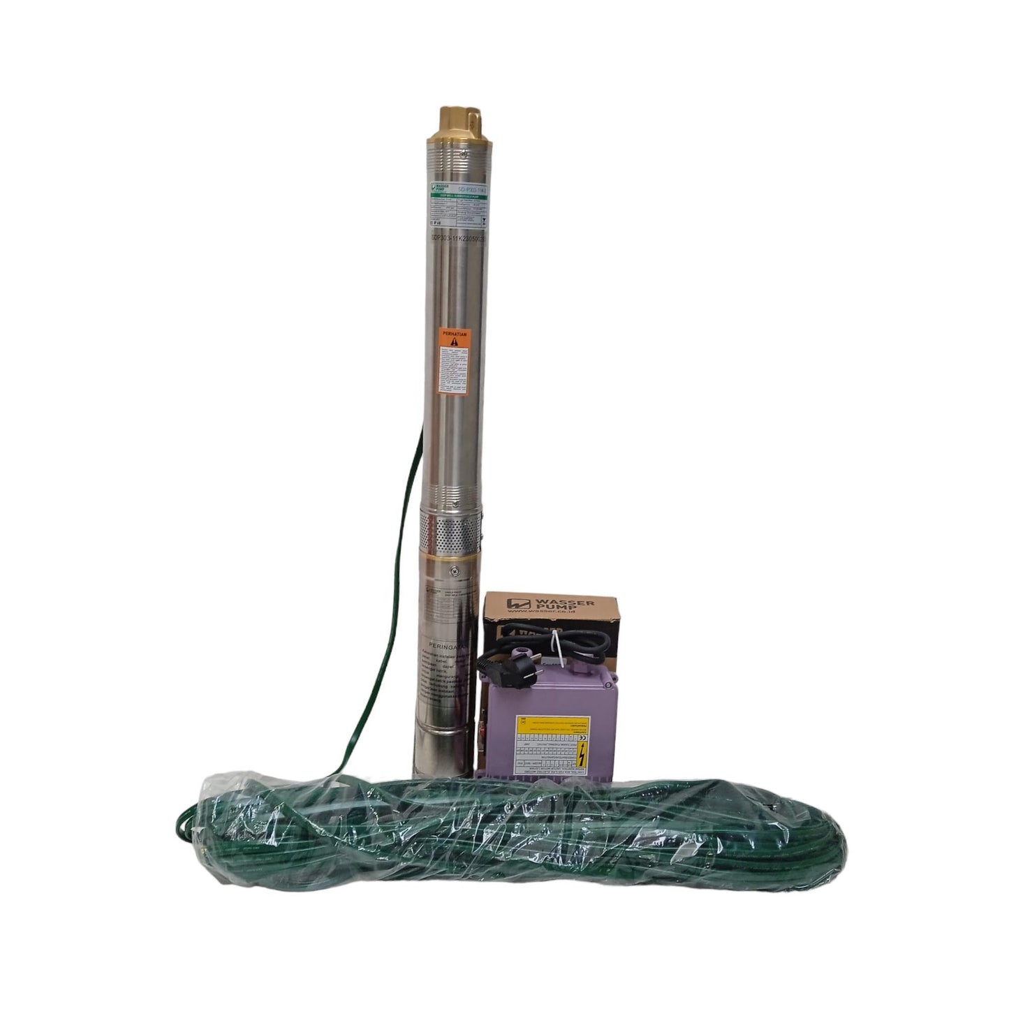 0.3 PK x 3 IN x 40 M / WASSER SD-P303-11K2 Pompa Celup Sumur Bor Submersible Satelit Set