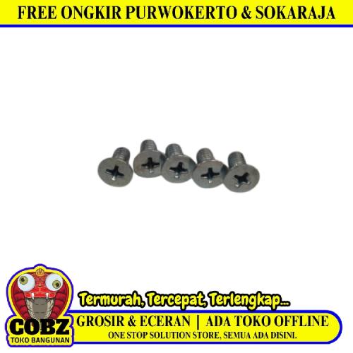 M 5 x 10 MM / TM Baut JF Kepala Rata Plus Putih Biji