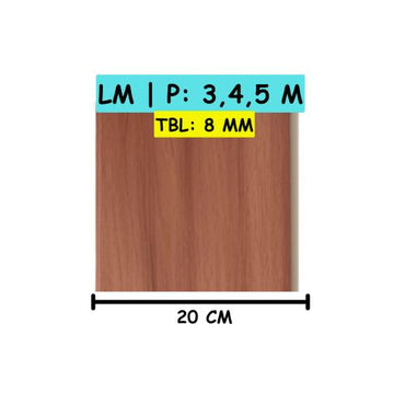9 MM x 20 CM x 5 M / SHUNDA PLAFON MK 20053 Plafon Gypsum GRC U PVC Laminate Lembar