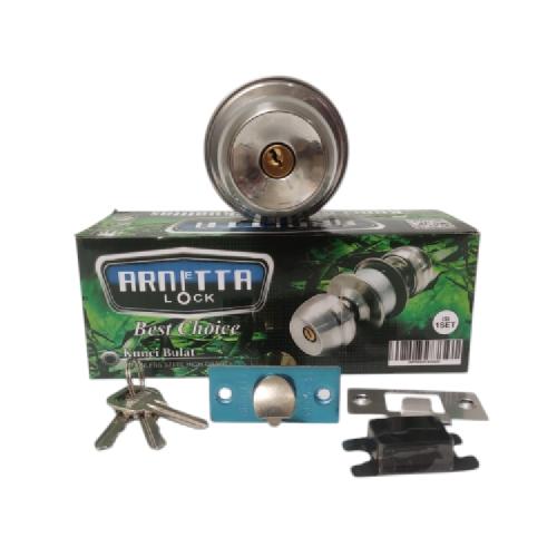 D 5 CM / ARNIETA 5831 Kunci Handle Pintu Bulat Kamar Mandi Stainless Putih Set