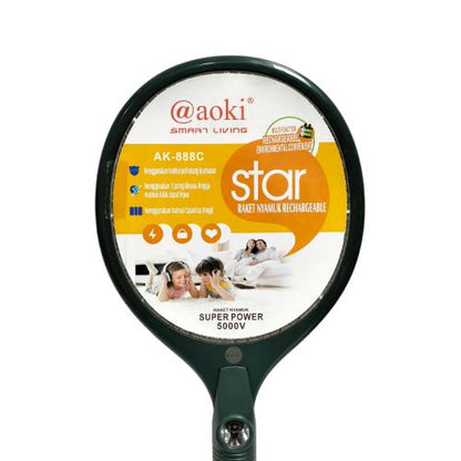 AOKI AK - 888 C Mosquito Swatter Raket Nyamuk Cas Rechargeable Kabel