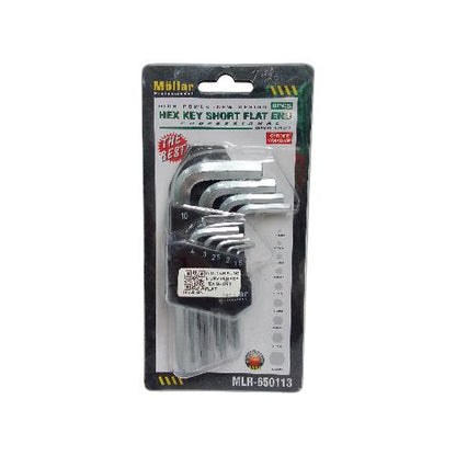 1.5 MM - 10 MM / MOLLAR  650113 Kunci L Hexagon Ujung Lawan Wrench Screw 9 Pcs Set