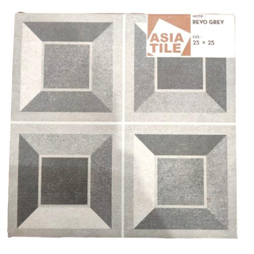 25 CM x 25 CM / ASIA TILE  Keramik Lantai Kamar Mandi Matte Grey Dus