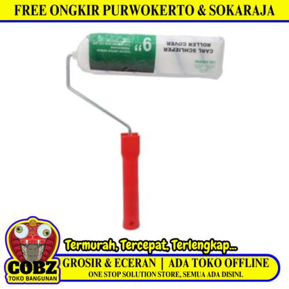 9 IN / CARL SCHLIEPER 02 Kuas Busa Roll Cat Tembok Kayu Besi Besar + Gagang Set